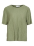 Modisches Satin Blusen Shirt Kurzarm Gl�nzendes Plissiertes Oberteil