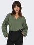 Shirt Bluse mit Ballon�rmeln Legeres V-Neck Crepe Top ONLTHYRA