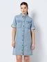 Kurzarm Midi Denim Blusenkleid