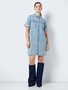 Kurzarm Midi Denim Blusenkleid