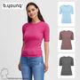 T-Shirt Slim Fit Ellenbogen-L�nge Rundhalsausschnitt