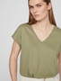 Legeres Blusen Shirt mit Spitzen Details V-Ausschnitt Modisches Kurzarm Top