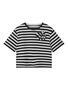 T-Shirt Kurzarm gestreift mit Schleife Rundhals