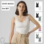 Top 2er-Set rmellos eng geschnitten mit Spitzendetail