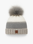 Warme Beanie Strickm�tze mit Bommel Fleece Innenfutter