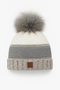 Warme Beanie Strickm�tze mit Bommel Fleece Innenfutter 