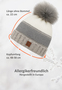 Warme Beanie Strickm�tze mit Bommel Fleece Innenfutter 