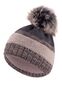 Warme Beanie Strickm�tze mit Bommel Fleece Innenfutter 