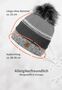 Warme Beanie Strickm�tze mit Bommel Fleece Innenfutter 