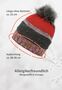 Warme Beanie Strickm�tze mit Bommel Fleece Innenfutter 