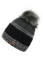 Warme Beanie Strickm�tze mit Bommel Fleece Innenfutter 