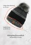 Warme Beanie Strickm�tze mit Bommel Fleece Innenfutter 