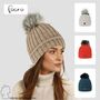 Strickm�tze mit Bommel Thermo-Fleece Beanie