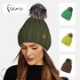 Warme Beanie Strickm�tze mit Fleece Innenfutter und Bommel