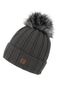 Gerippte Beanie Fleecefutter Kunstfellbommel Winter