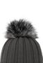 Gerippte Beanie Fleecefutter Kunstfellbommel Winter