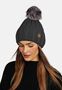 Gerippte Beanie Fleecefutter Kunstfellbommel Winter