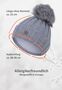 Warme Beanie Strickm�tze mit Fleece Innenfutter und Bommel