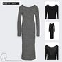 Damen Kleid Lang Rundhals Langarm Regular Fit
