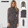 Blusentop High Neck Mesh Allover-Print