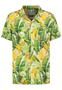 Viskose Kurzarm-Hemd mit abstraktem Tropical Design Muster