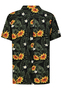Viskose Kurzarm-Hemd mit abstraktem Tropical Design Muster