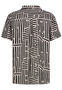 Viskose Kurzarm-Hemd mit abstraktem Tropical Design Muster