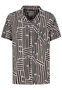 Viskose Kurzarm-Hemd mit abstraktem Tropical Design Muster