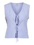 Gestreifte Blusen Weste mit V-Ausschnitt und Schn�rung