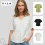 V-Ausschnitt T-Shirt mit kurzen �rmeln und Falten