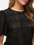 Gestrickte Bluse mit Loch Muster, Kurzarm