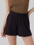 Paperbag Shorts mit elastischem Bund und Crepe Textur