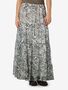 Gemusterter Maxirock mit Falten und Gummibund