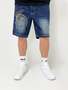 Baggy Bermuda Jeans-Shorts mit Stickerei Loose Fit 