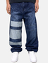 Patchwork Baggy Denim Jeans im Retro-Look