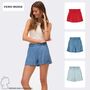 Elastischer Bund Denim Shorts mit Seitentaschen
