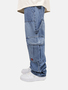 Worker Cargo Baggy Jeans mit Taschen und Stitching