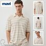 Poloshirt mit Streifen und offenem Kragen