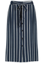 Gestreifter Midirock mit Kordelzug und Knopfleiste