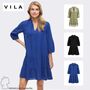 Kleid mit R�schen, Schl�ssellochausschnitt und Bindeband