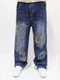 Weite Baggy Jeans mit Gothic-Stickerei und Logo