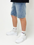 Jeans Shorts mit Coin Crown Print in Washed Denim