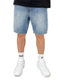 Jeans Shorts mit Coin Crown Print in Washed Denim