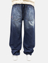Lockere Baggy Jeans im Loose Fit mit Coin-Crown Design