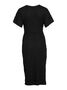 Kurzarm Midikleid mit Knotendetail und Textur
