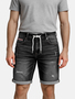 Egomaxx Casual Distressed Denim Shorts mit Kordelzug