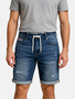 Egomaxx Casual Distressed Denim Shorts mit Kordelzug