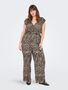 Legerer Jumpsuit Leopardenmuster mit V-Ausschnitt