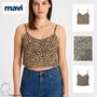 Cropped Top mit V-Ausschnitt und Leo-Muster