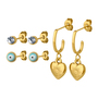 Ohrschmuck Set mit Herzanh�nger und Evil Eye